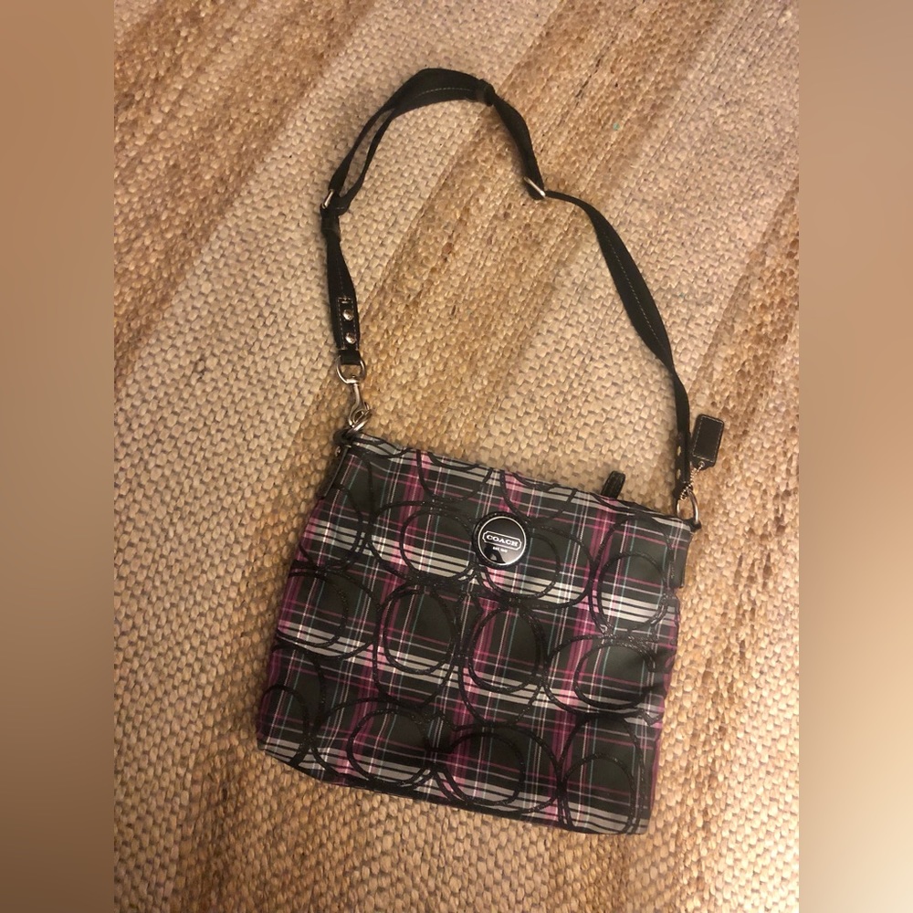 Plaid Coach Shoulder/Cross Body Purse